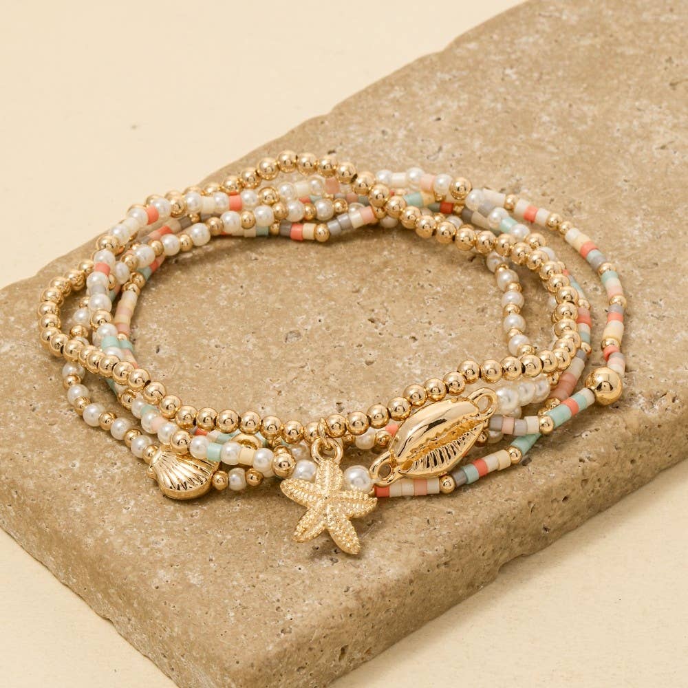 Sea Life Charms Beaded Bracelet Set