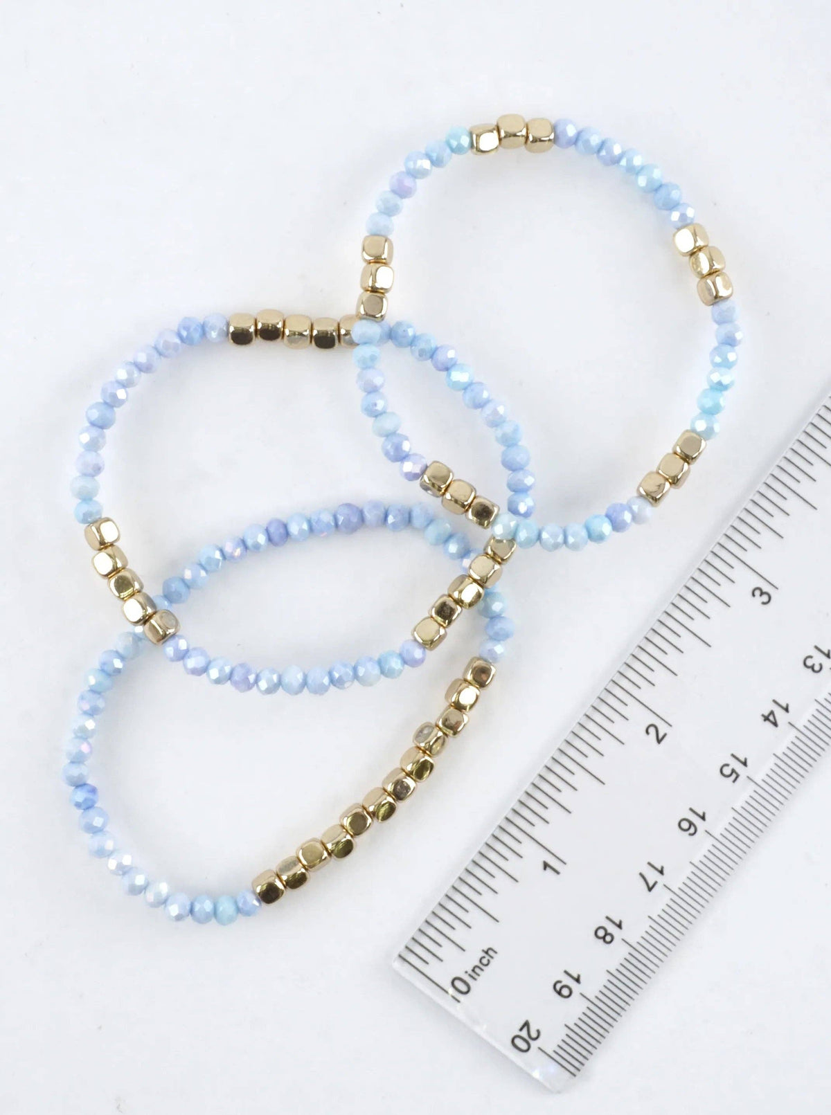 3PC-Set Square Metallic Glass Beads Bracelets