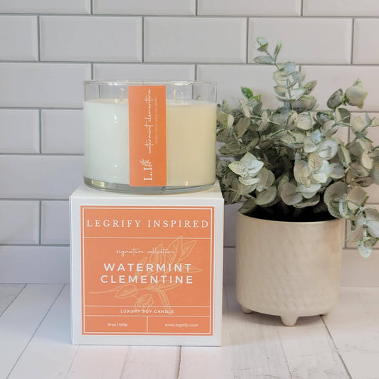 Watermint Clementine Classic Glass 2 Wick Soy Candle