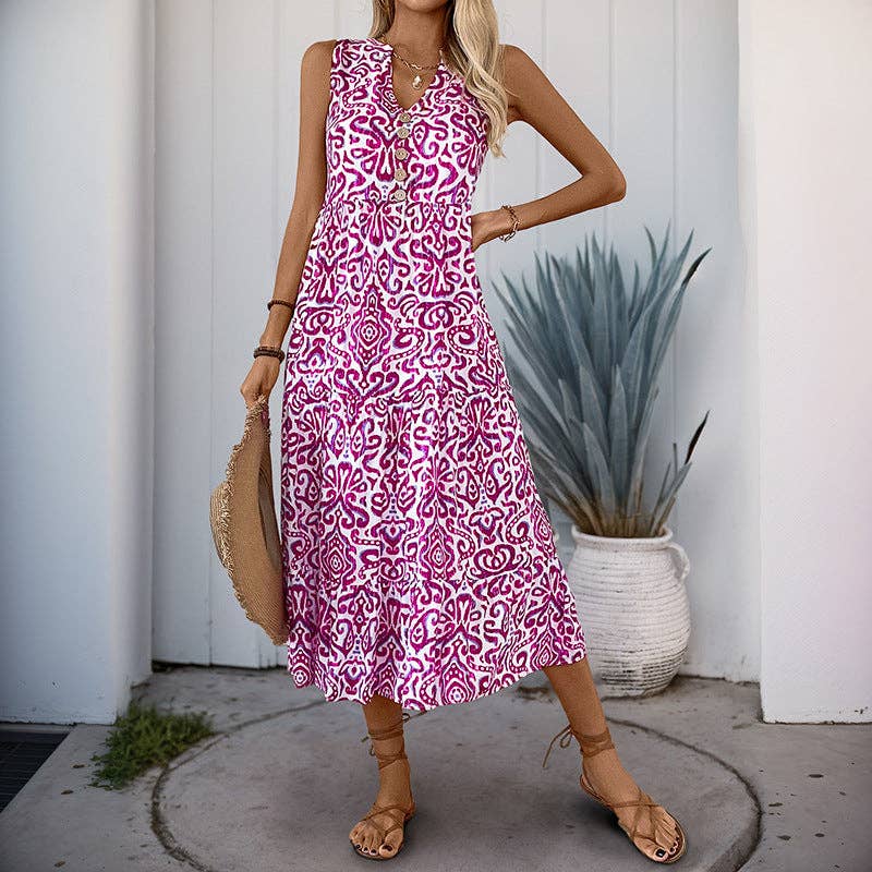 V-Neck Sleeveless Casual French Dress