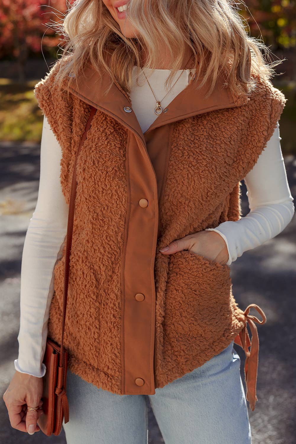 Sherpa Plush Vest with Pockets