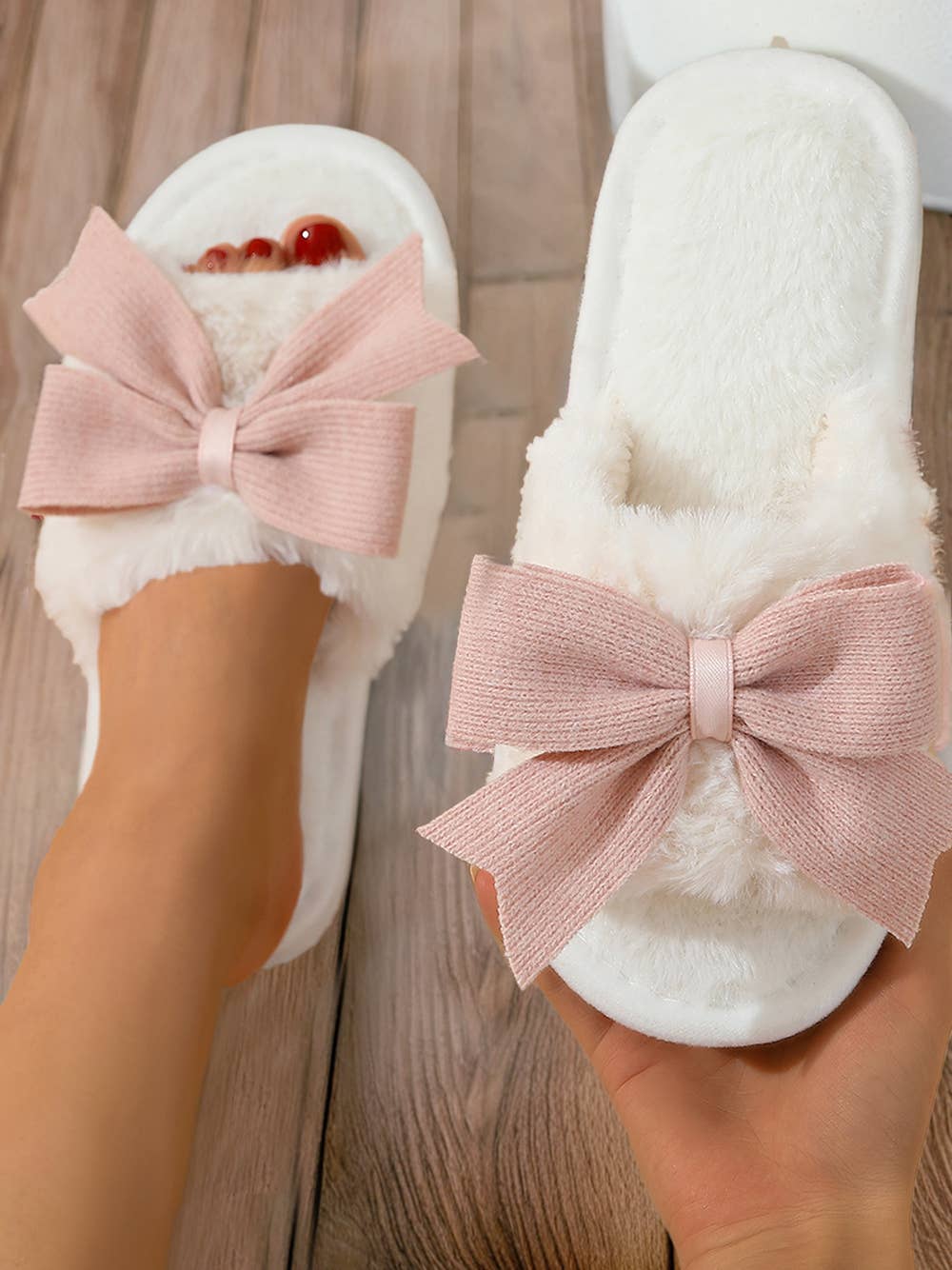 Bow Knot Open Toe Slippers