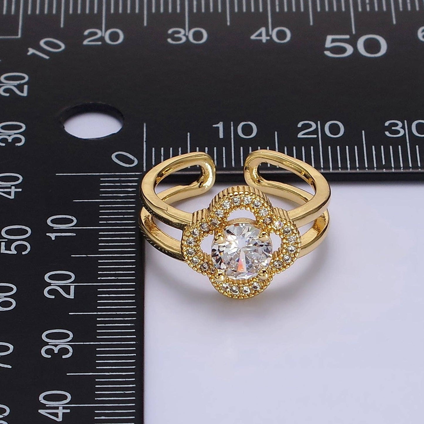 14K Gold Filled Quatrefoil Clover Double Band Ring