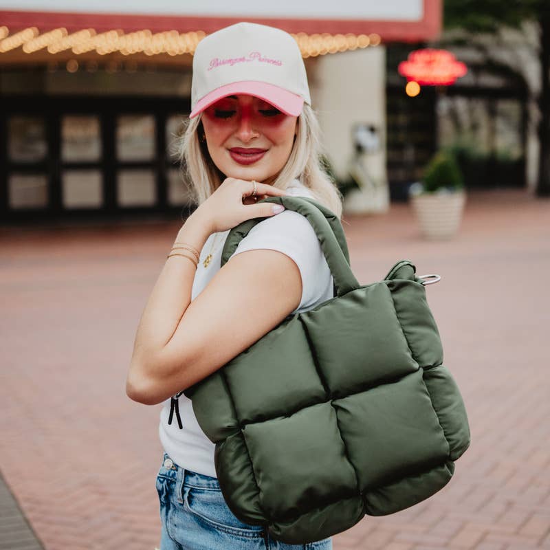 Olive Mini Puffer Tote